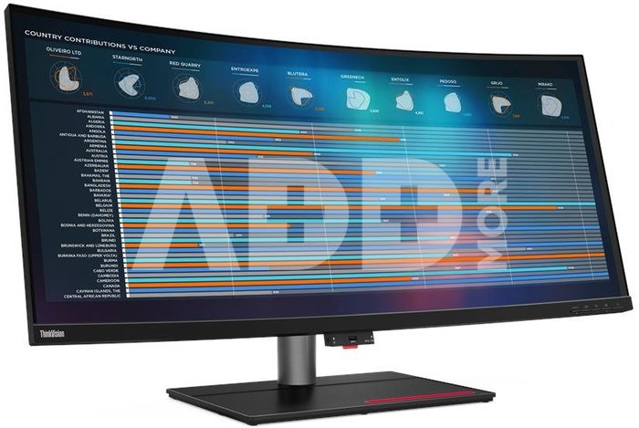 Lenovo ThinkVision P40w-20 39.7 ", IPS, WUHD, 21:9, 4 ms, 300 cd/m², Black, Ethernet port, 75 Hz, 1x Thunderbolt 4 cable (40Gbps), DisplayPorts quantity 1xDP1.4, 5120 x 2160, 4x USB 3.2 Gen 1 Type-A, 1x USB-C 3.2 Gen 1, HDMI ports quantity 1