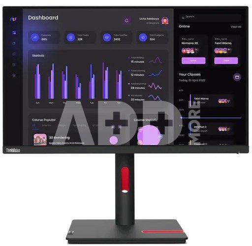 Lenovo ThinkVision T24i-30 23.8 ", IPS, FHD, 1920 x 1080, 16:9, 4 ms, 250 cd/m², Black, 60 Hz, HDMI ports quantity 1