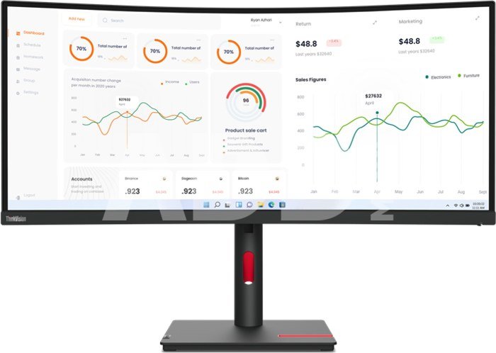 Lenovo ThinkVision T34w-30 34 3440x1440/21:9/350 nits/DP/HDMI/USB Type-C/Black/3Y Warranty