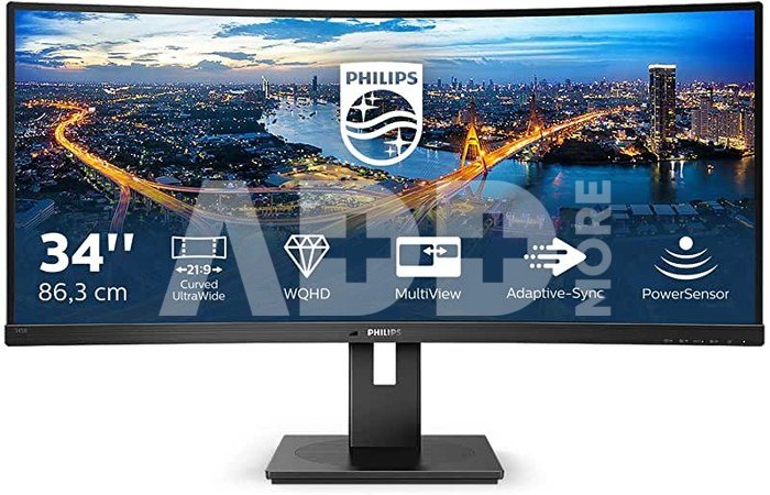 Philips Curved UltraWide 345B1C 34 ", VA, WQHD, 3440 x 1440, 21:9, 5 ms, 300 cd/m², Black, 2 x HDMI 2.0, 1 x DP, 1 x USB-B, 4 x USB 3.2