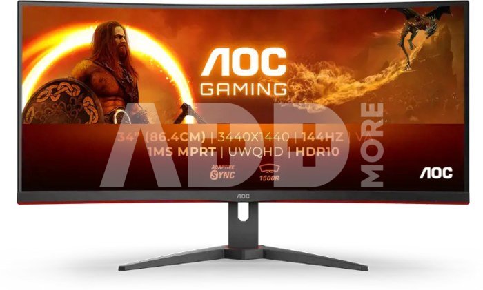 AOC Monitor CU34G2XE/BK 34 " VA 3440 x 1440 pixels 21:9 1 ms 300 cd/m² HDMI ports quantity 1 144 Hz