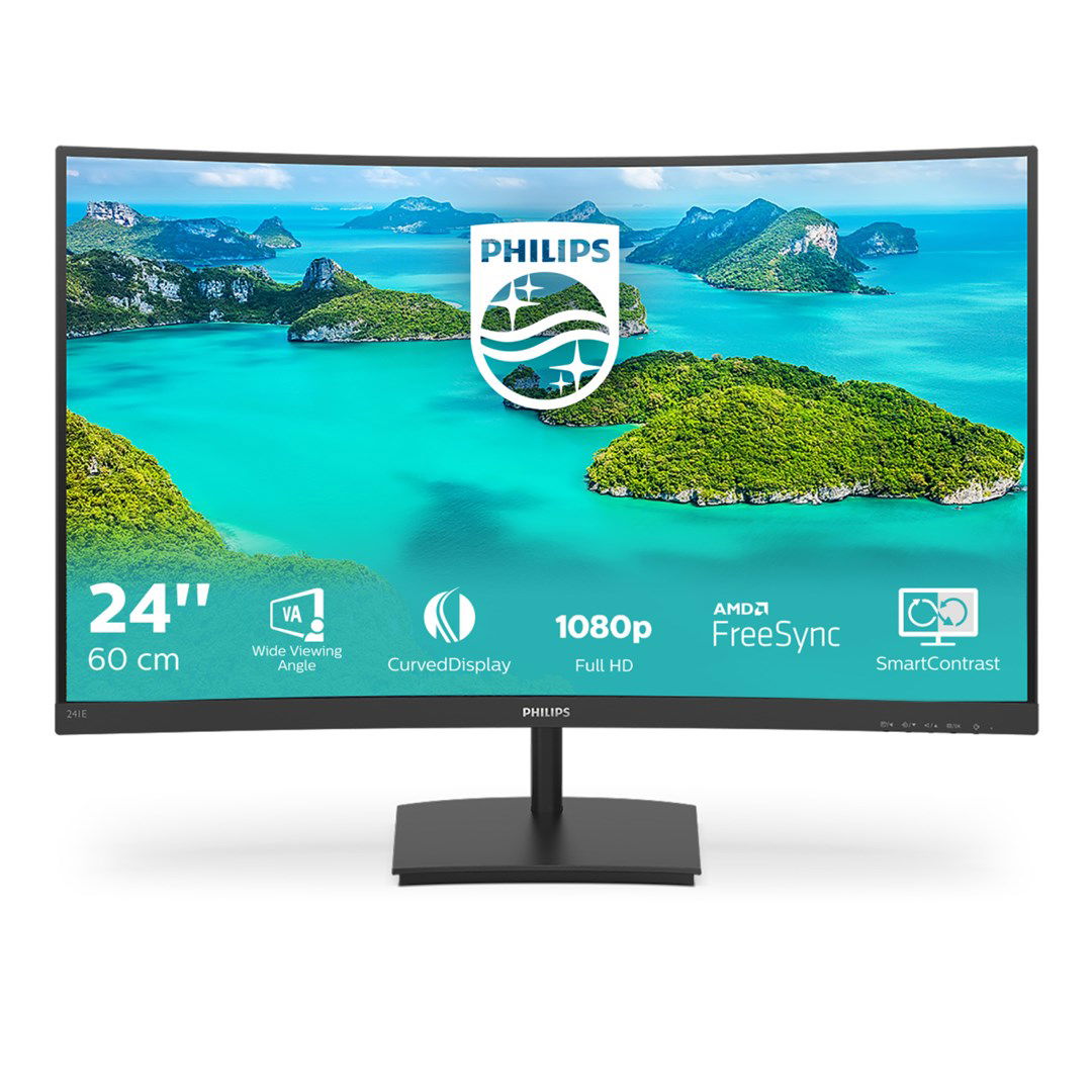 Philips | Curved LCD Monitor | 241E1SCA/00 | 24 " | VA | FHD | 16:9 | 75 Hz | 5 ms | 1920 x 1080 pixels | 250 cd/m² | HDMI ports quantity 1 | Black