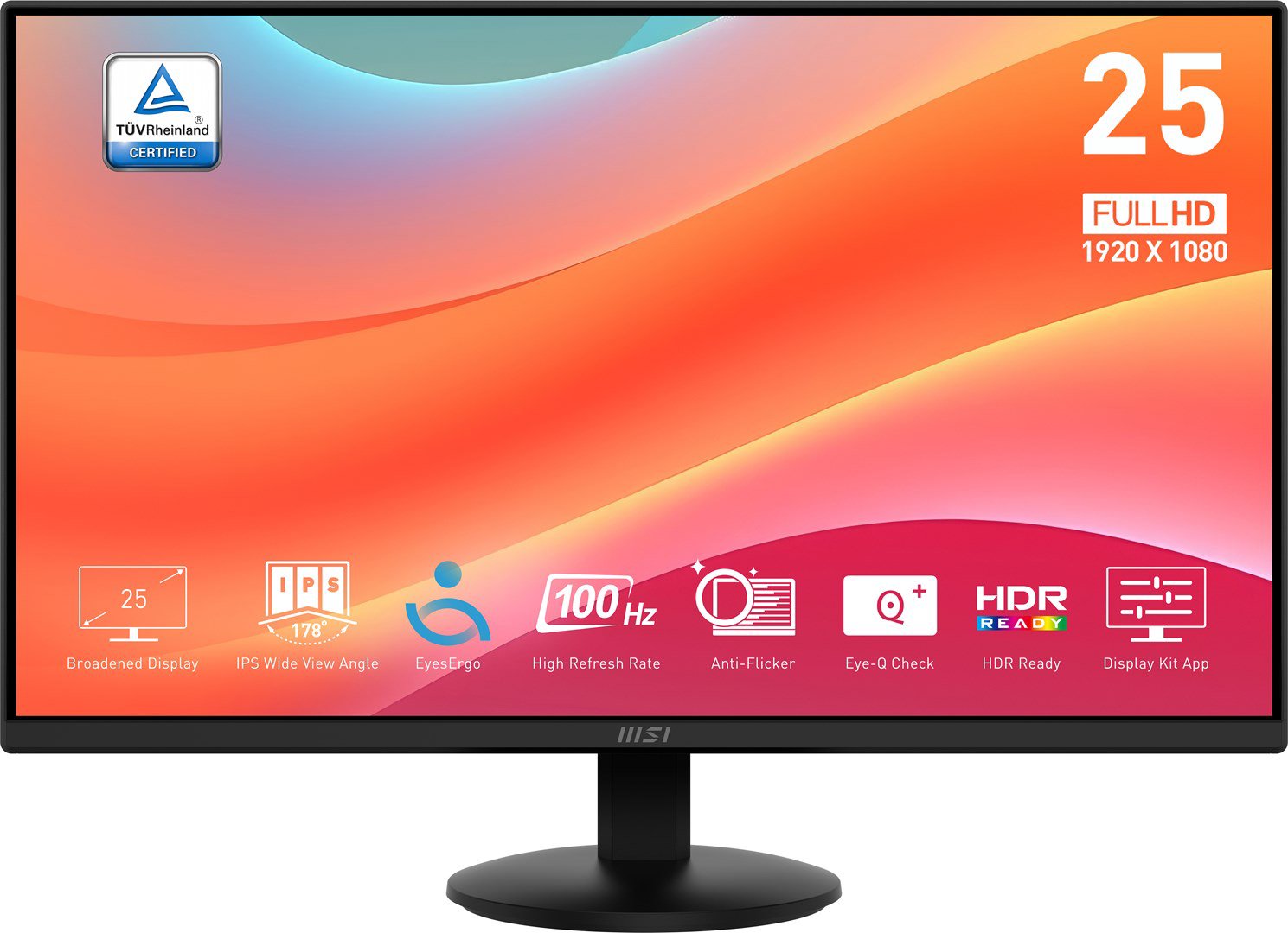 MSI Pro MP252L kompiuterio monitorius 62,2 cm (24.5") 1920 x 1080 pikseliai „Full HD“ LED Juoda