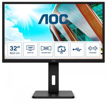 Monitorius AOC  Monitor  Q32P2  31.5 "  IPS  WQHD  16:9  75 Hz  4 ms  2560 x 1440  250 cd/