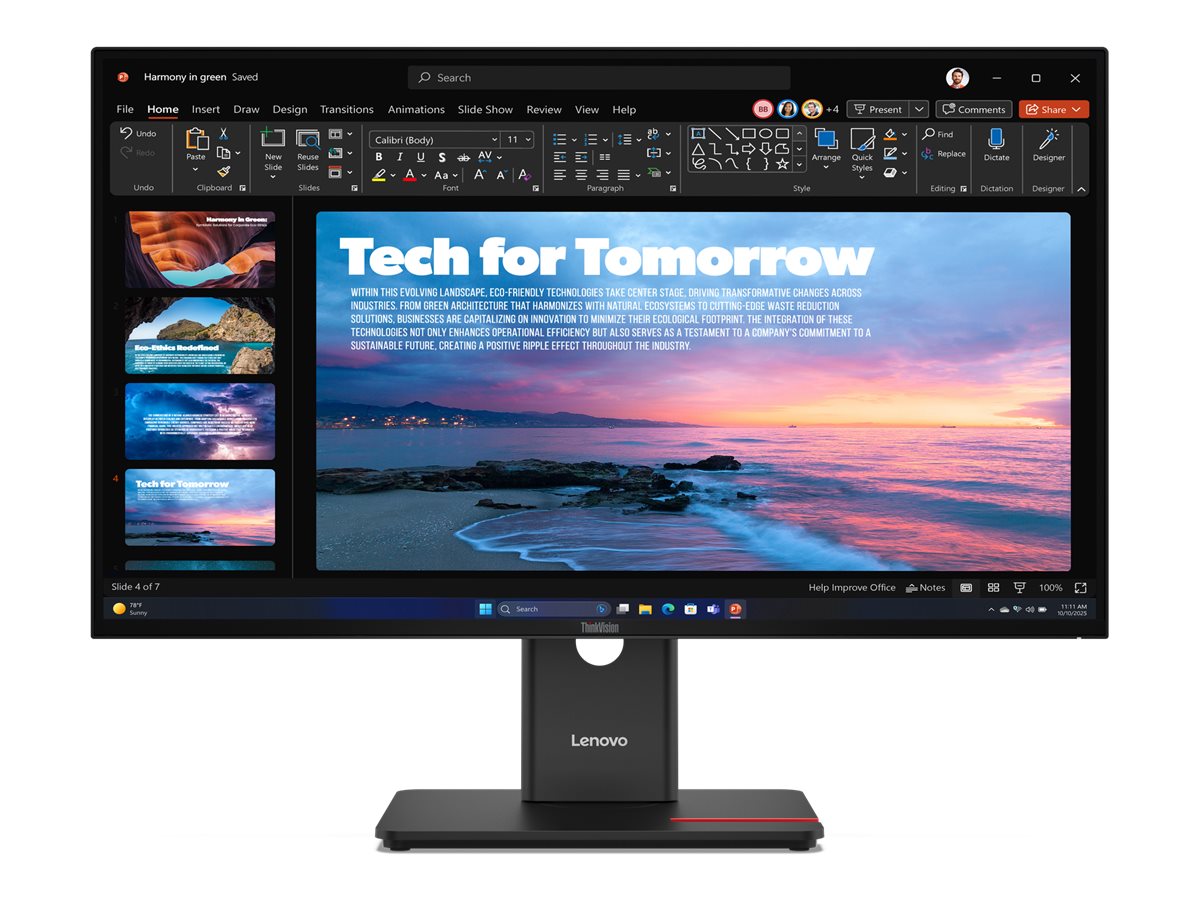Monitorius Lenovo ThinkVision T27qd-40, 27 in, IPS, QHD 2560x1440, 120 Hz, HDMI, DisplayPort, USB-C, Height, pivot, swivel, tilt, Ethernet.