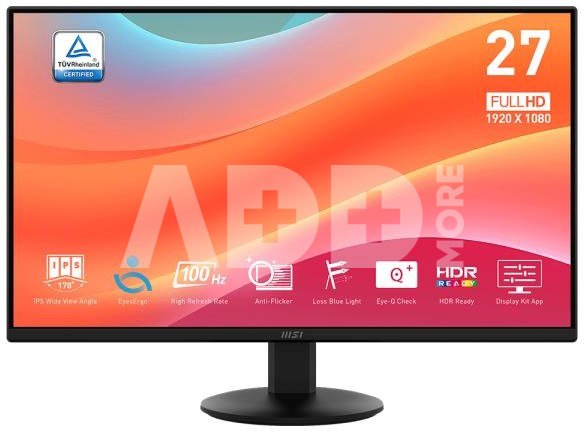 LCD Monitor|MSI|PRO MP272L|27"|Business|Matte|Panel IPS|1920x1080|16:9|100Hz|1 ms|Tilt|Colour Black|PROMP272L