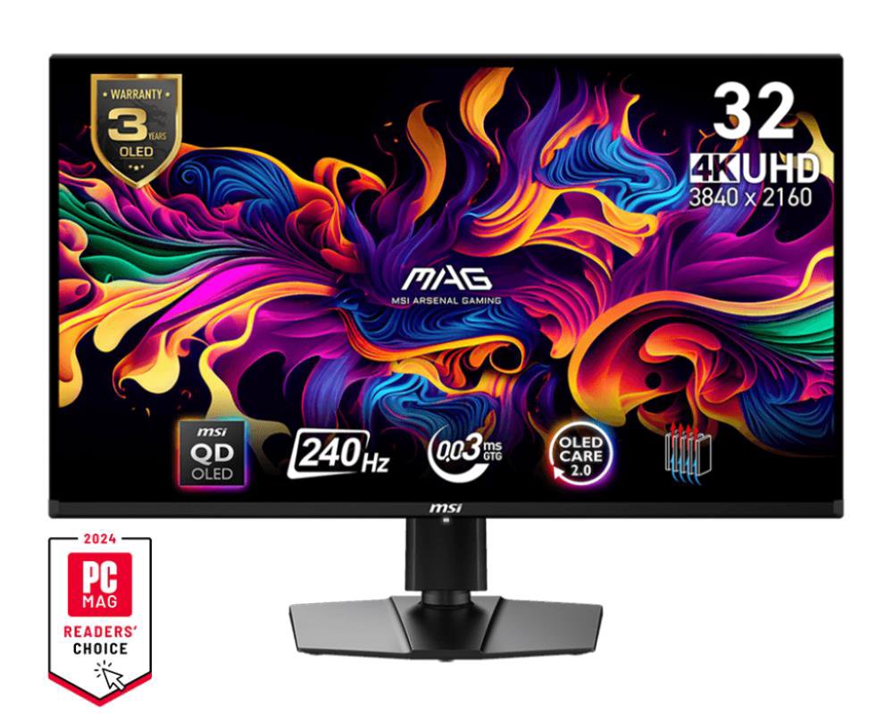 MonitorMSIMAG 321UPX QD-OLED32"GamingPanel QD-OLED3840x216016:9240HzMatte0