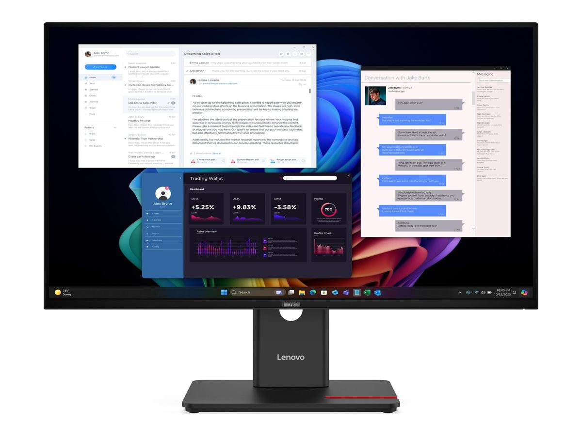 Monitorius Lenovo ThinkVision T27UD-40, 27 in, IPS, 4K, HDMI, DisplayPort, USB-C, Height, pivot, swivel, tilt, Ethernet.