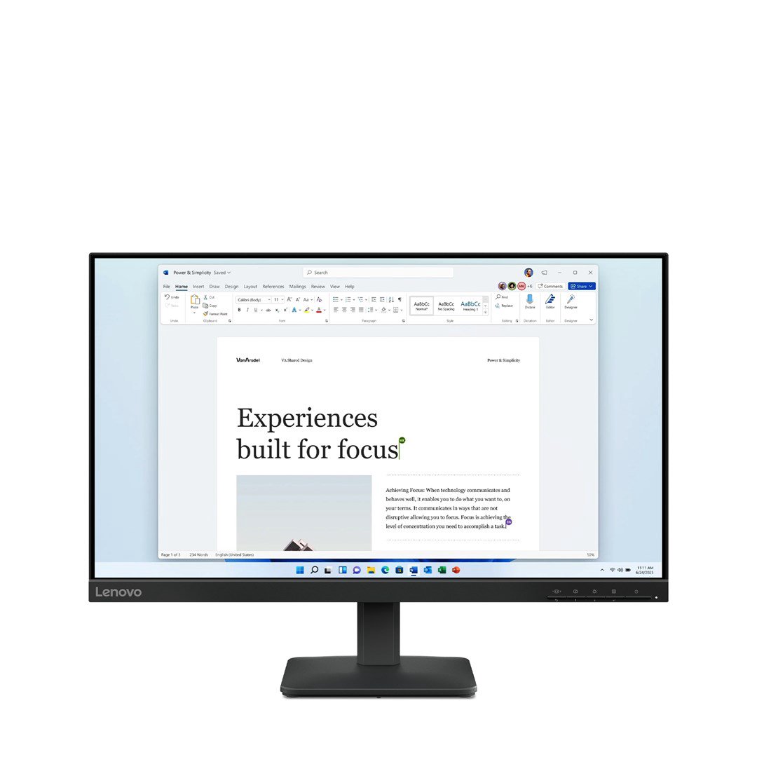 Lenovo L24-4e kompiuterio monitorius 60,5 cm (23.8") 1920 x 1080 pikseliai „Full HD“ LCD Juoda