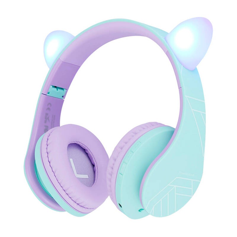 Belaidės ausinės "PowerLocus P2" vaikams "Cat Ears" (mėlynos - violetinės spalvos)