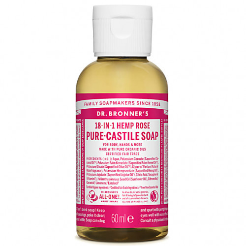Dr. Bronner's Rose Pure-Castile Liquid Soap Ekologiškas skystas muilas, 60ml