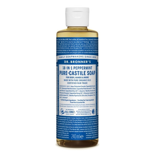 Dr. Bronner's Peppermint Pure-Castile Liquid Soap Ekologiškas skystas muilas, 240ml