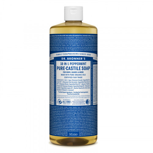 Dr. Bronner's Peppermint Pure-Castile Liquid Soap Ekologiškas skystas muilas, 945 ml
