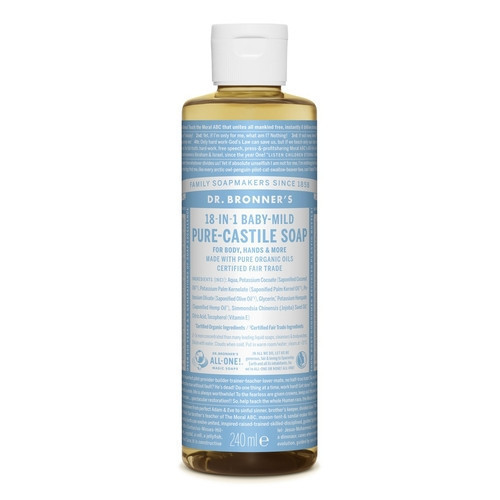 Dr. Bronner's Baby-Mild Unscented Pure-Castile Liquid Soap Ekologiškas skystas muilas (bekvapis), 240ml