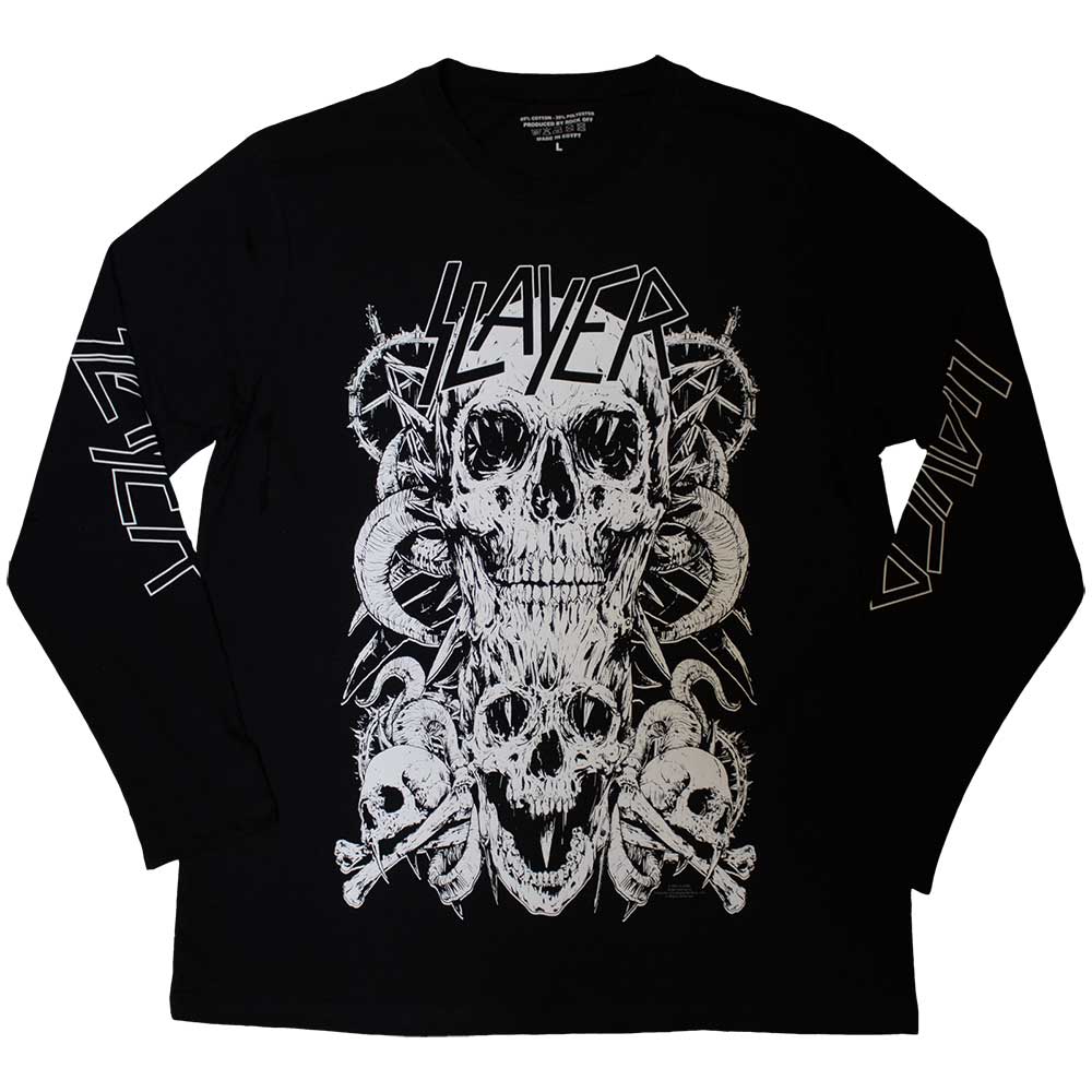 Slayer White Skulls Marškinėliai Ilgomis Rankovėmis