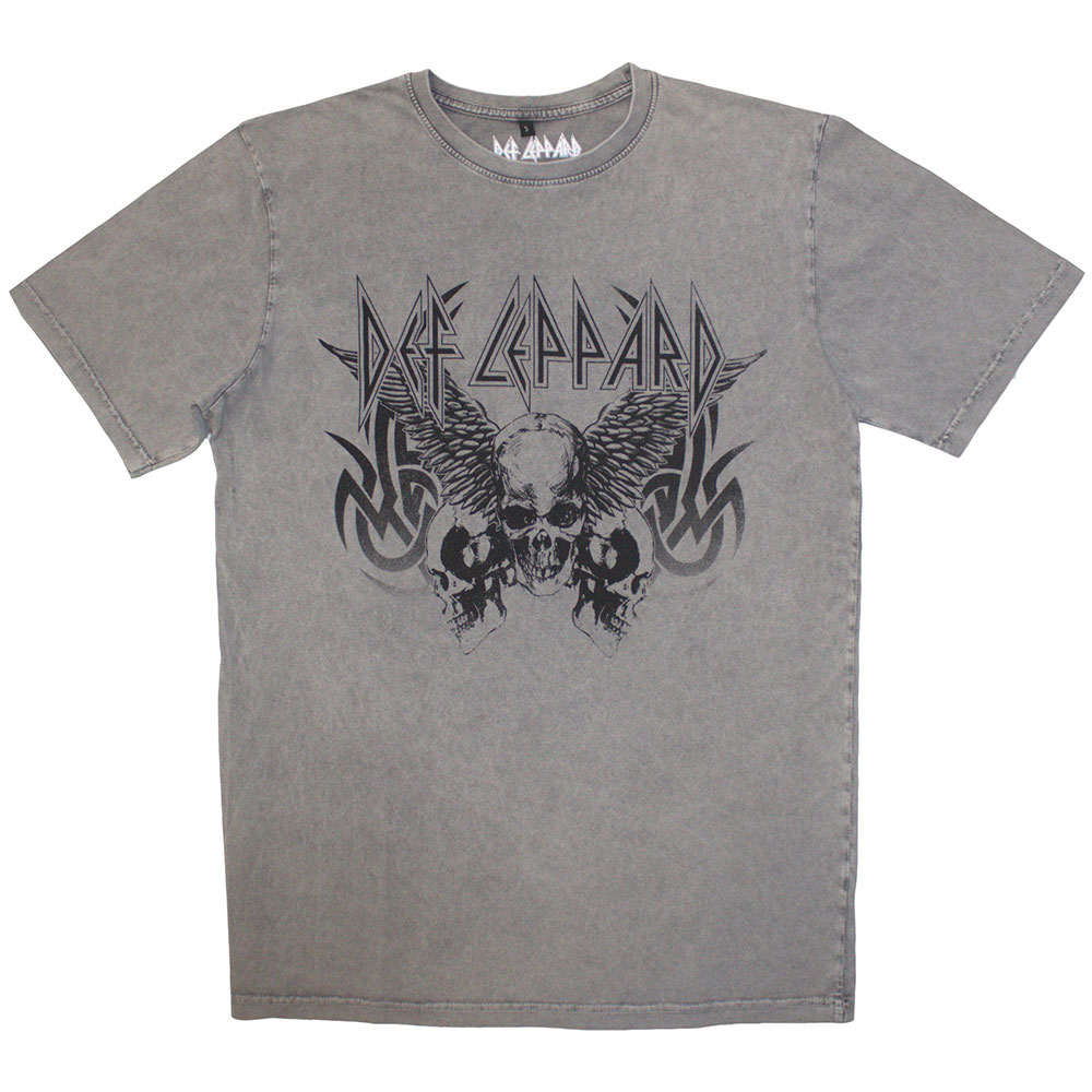 Def Leppard Tribal Skull Stone Wash Marškinėliai