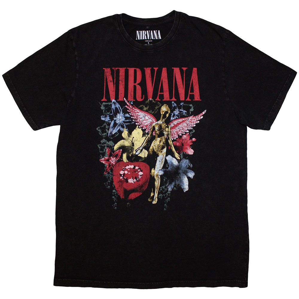 Nirvana In Utero Vintage Collage Stone Wash Marškinėliai