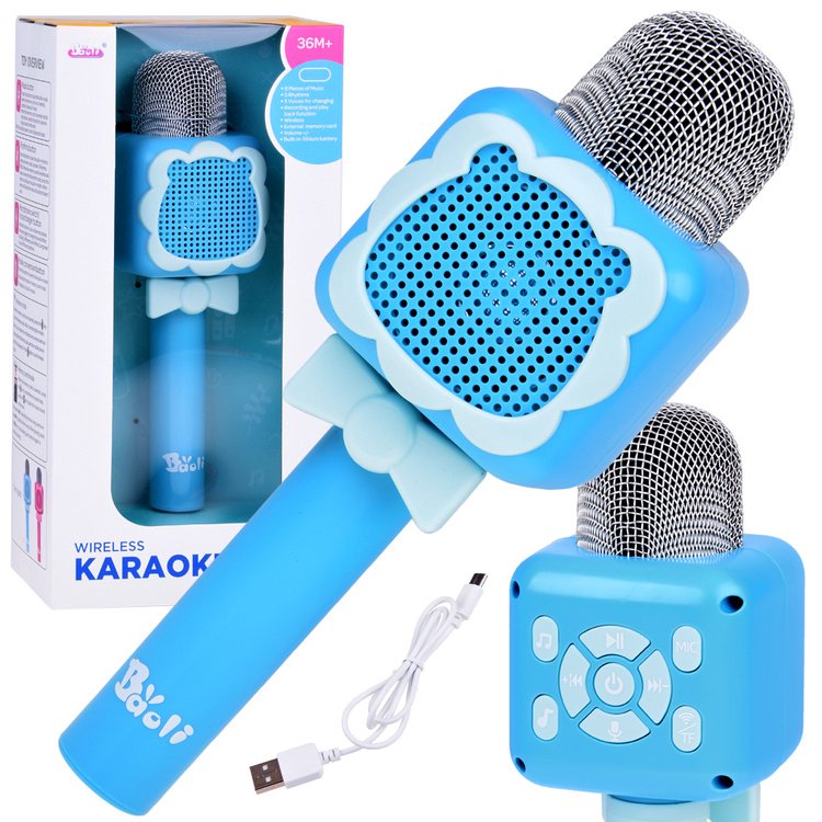 Belaidis karaoke mikrofonas vaikams su Bluetooth ir įrašymo funkcija