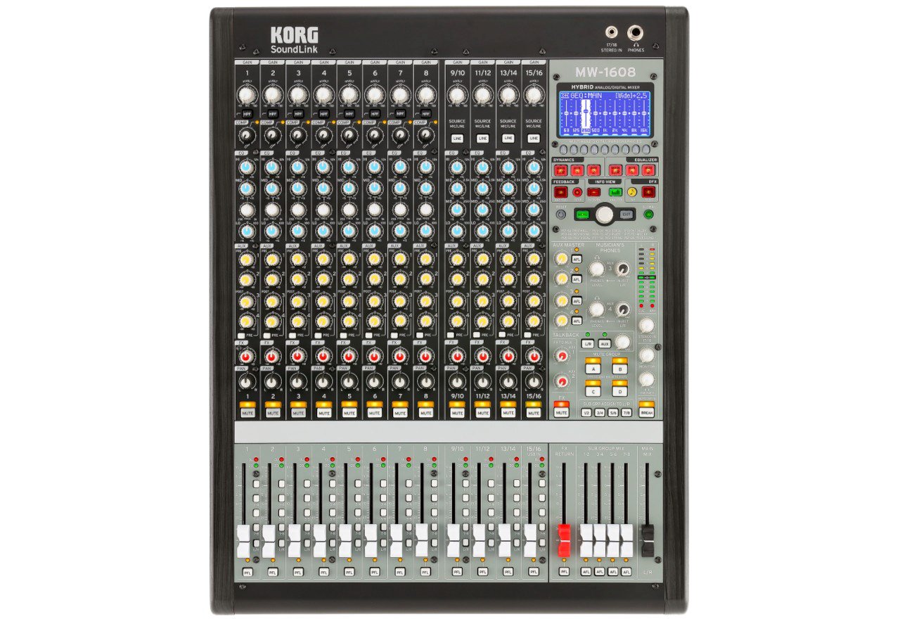 Korg SOUNDLINK MW-1608 NT - Hibridinis analoginis / skaitmeninis garso maišytuvas