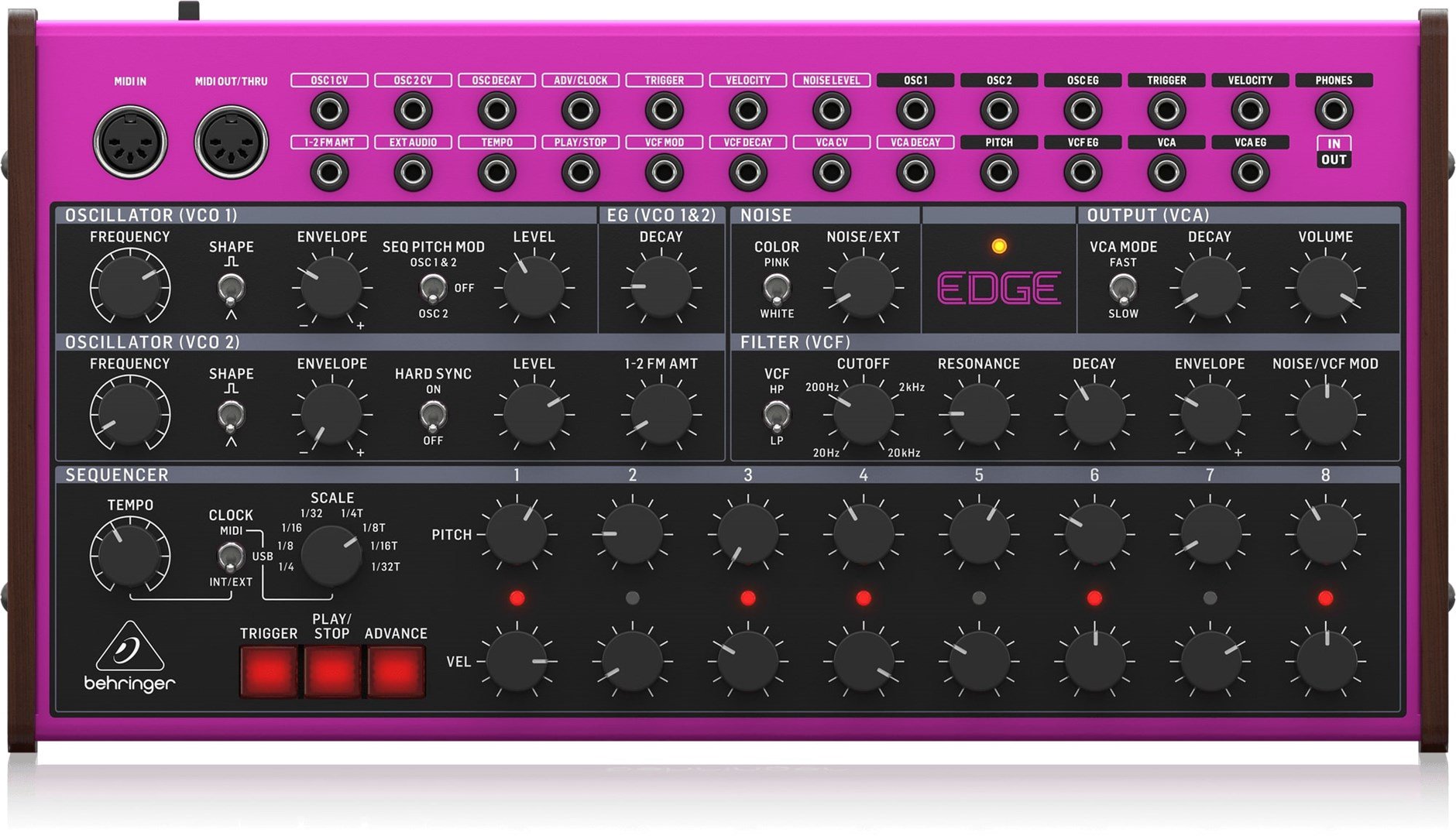 Behringer EDGE - analoginis pusiau modulinis mušamųjų sintezatorius