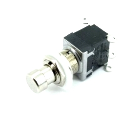 Mygtukas ON-ON, fiks, 6k. 1A/12VDC 18x19x14mm metalinis, Ø12mm