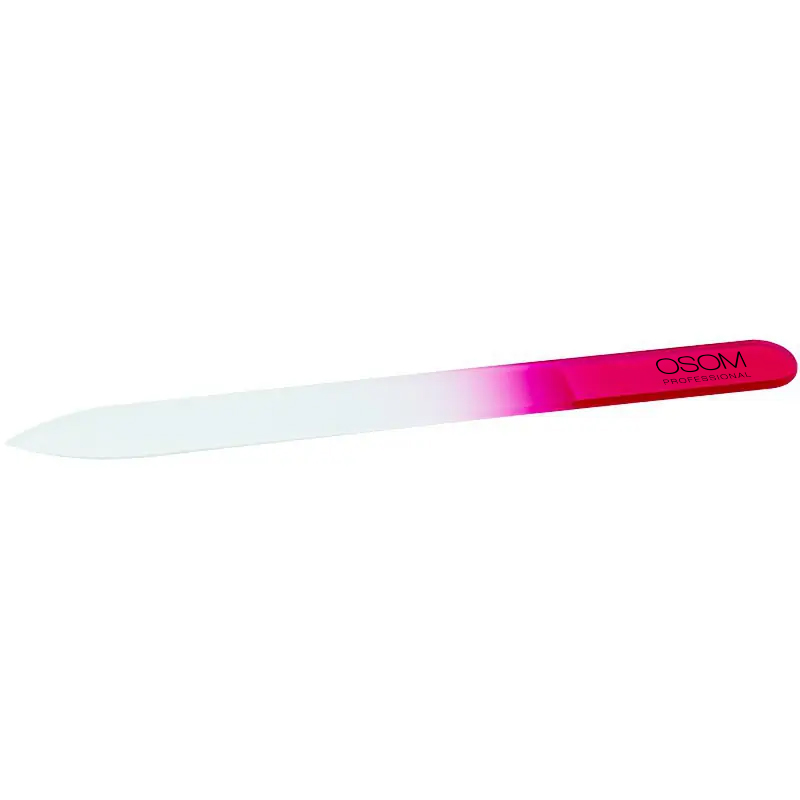 Stiklinė nagų dildė OSOM Professional NF04P-C03, smailiu galu, dvipusė su plastikiniu įdėklu, 13,5 cm