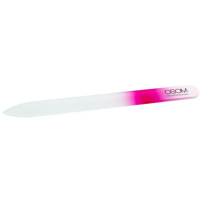 Stiklinė nagų dildė OSOM Professional NF04C22C03, smailiu galu, dvipusė su plastikiniu įdėklu, 13,5 cm