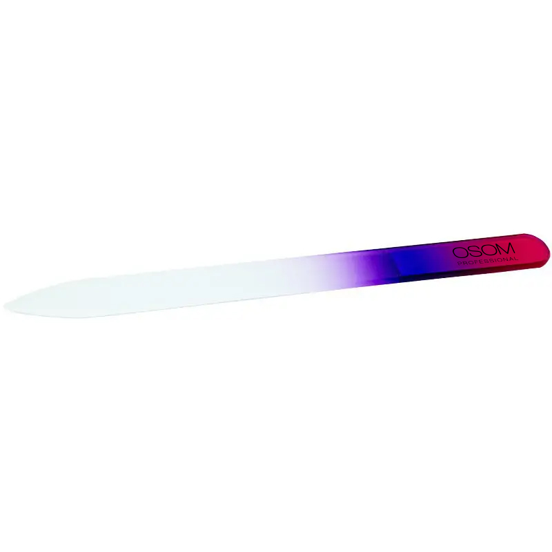 Stiklinė nagų dildė OSOM Professional NF04C03C06, smailiu galu, dvipusė su plastikiniu įdėklu, 13,5 cm