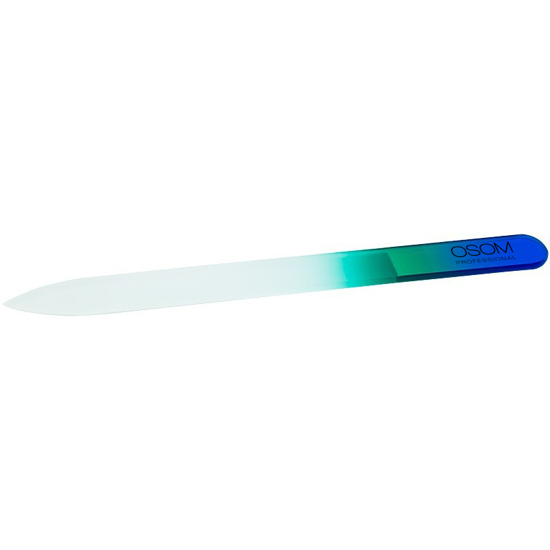 Stiklinė nagų dildė OSOM Professional NF04C05C04, smailiu galu, dvipusė su plastikiniu įdėklu, 13,5 cm