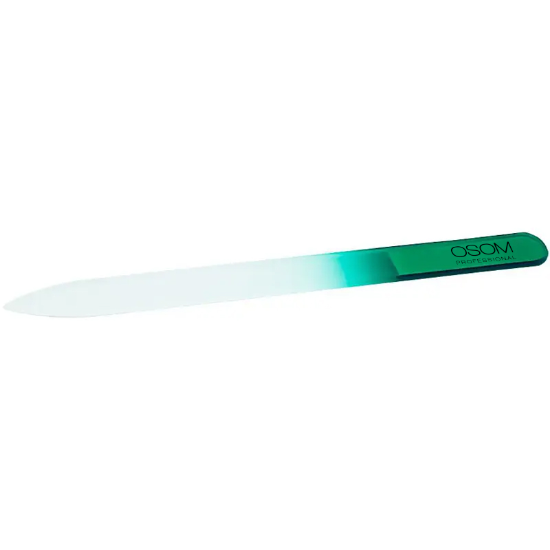 Stiklinė nagų dildė OSOM Professional NF04P-C04, smailiu galu, dvipusė su plastikiniu įdėklu, 13,5 cm