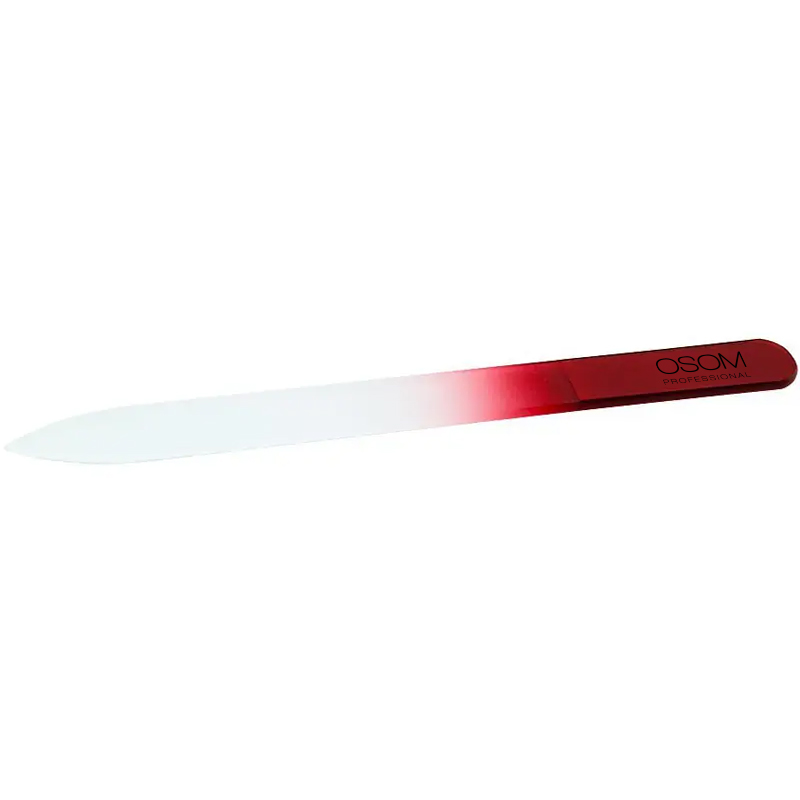 Stiklinė nagų dildė OSOM Professional NF04P-C08, smailiu galu, dvipusė su plastikiniu įdėklu, 13,5 cm