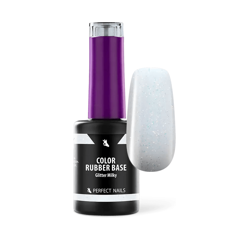 PERFECT NAILS Rubber Base guminis bazės pagrindas GLITTER MILKY, 8 ml