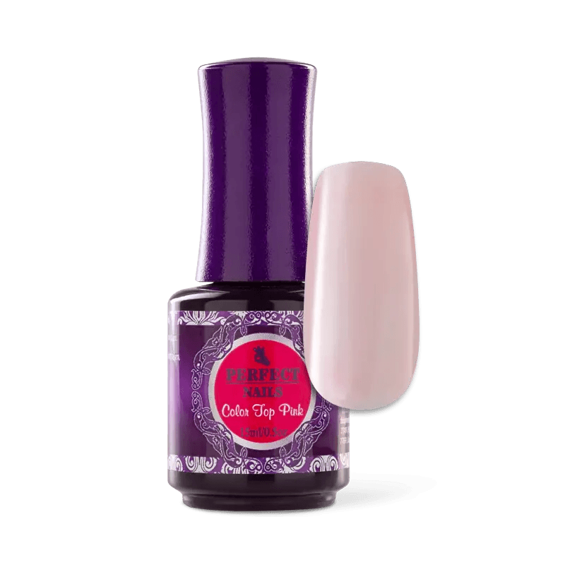 PERFECT NAILS Color Top viršutinis gelis PINK, 15 ml