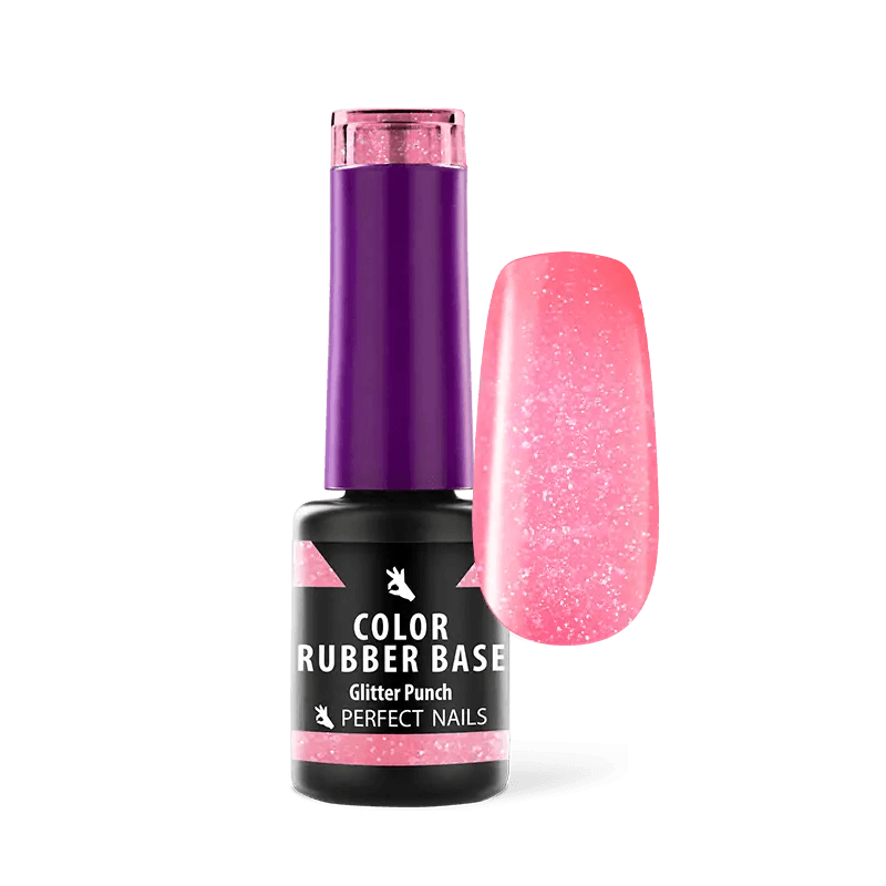 PERFECT NAILS Rubber Base guminis bazės pagrindas GLITTER PUNCH, 4 ml