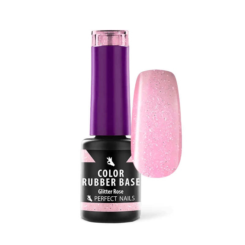 PERFECT NAILS Rubber Base guminis bazės pagrindas GLITTER ROSE, 4 ml