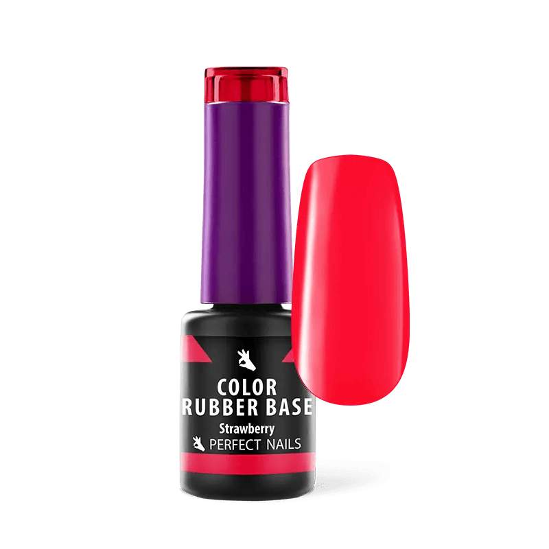 PERFECT NAILS Rubber Base guminis bazės pagrindas STRAWBERRY, 4 ml