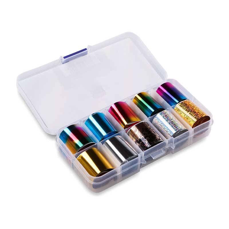 PERFECT NAILS Transfer Foil folija nagų dailei Rainbow, 10 vnt.