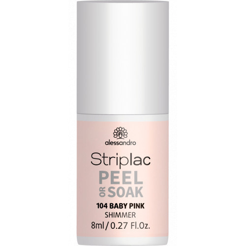 Alessandro Striplac Peel Or Soak Nagų lakas, 104 Baby Pink - Shimmer