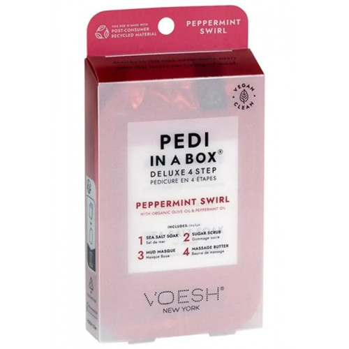 VOESH Pedi In A Box 4 in 1 Peppermint Swirl Procedūra kojoms su pipirmėčių aliejumi, Rinkinys