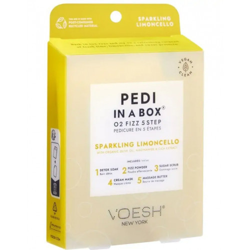 VOESH Pedi In A Box O2 Fizz 5 in 1 Sparkling Limoncello Procedūra kojoms, Rinkinys