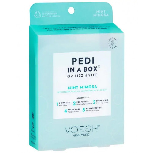 VOESH Pedi In A Box O2 Fizz 5 in 1 Mint Mimosa Procedūra kojoms, Rinkinys