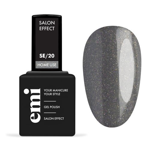 E.Mi E.MiLac Salon Effect Gel Nail Polish Gelinis nagų lakas, 20 Gray with Glitter