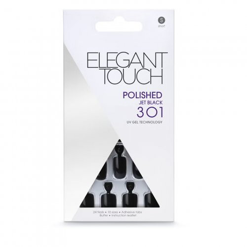 Elegant Touch Black Colour Nails- Square Priklijuojami dirbtiniai nagai, Rinkinys