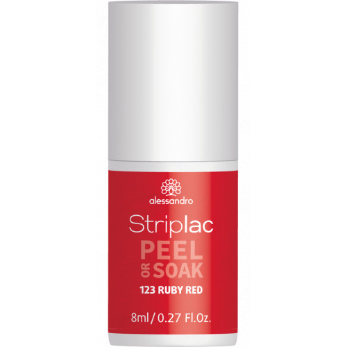 Alessandro Striplac Peel Or Soak Nagų lakas, 123 Ruby Red