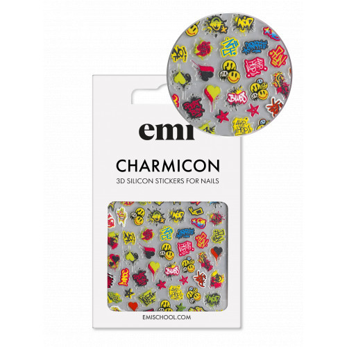 E.Mi Charmicon Silicone Stickers Lipdukai nagams, #204 Graffiti