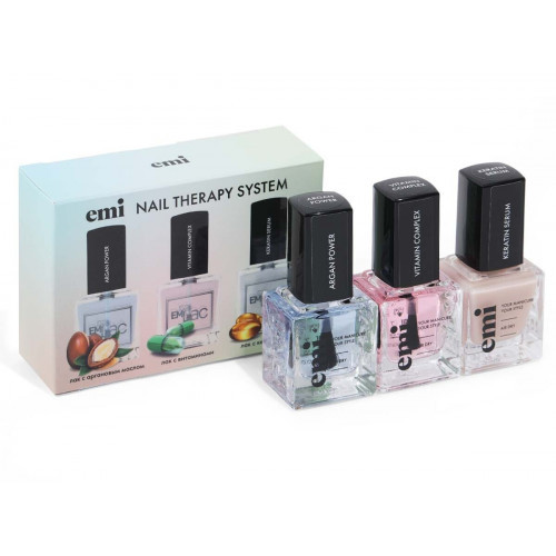 E.Mi Set Nail Therapy System Nagų stipriklių rinkinys, 3x9ml