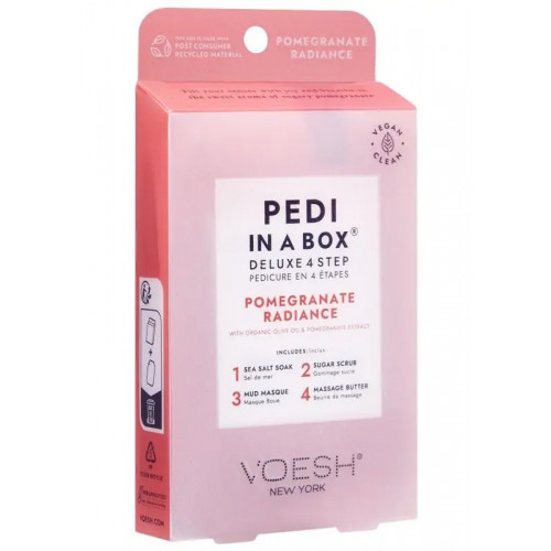 VOESH Pedi In A Box 4 in 1 Pomegranate Radiance Procedūra kojoms su granatų ekstraktu, Rinkinys