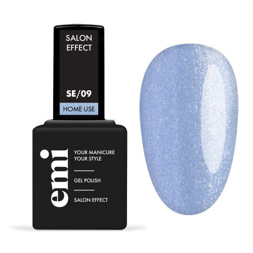 E.Mi E.MiLac Salon Effect Gel Nail Polish Gelinis nagų lakas, 09 Blue with Glitter