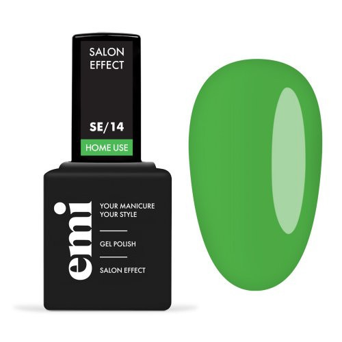 E.Mi E.MiLac Salon Effect Gel Nail Polish Gelinis nagų lakas, 14 Green Grass
