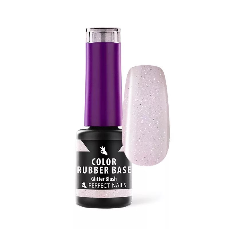 PERFECT NAILS Color Rubber Base guminis bazės pagrindas Glitter Blush, 4 ml.
